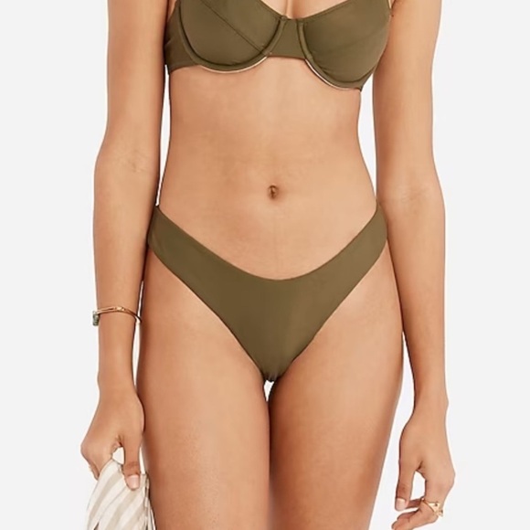 J.Crew Curved Waist Cheeky Bikini Bottoms Olive Green Size Small - Picture 1 of 8